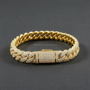 Pulsera de Eslabones Cubanos de Plata de Ley 925 con Incrustaciones de Moissanita de Vana Jewels, Estilo Hip Hop, para Mujer, para Fiestas, Bodas, Compromisos, Aniversarios - Product Image 1