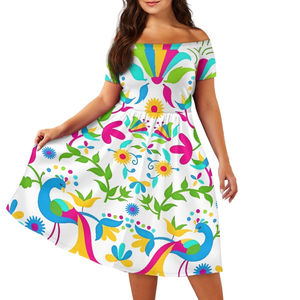 ชุดเดรสผู้หญิงพิมพ์ลายดอกไม้พื้นเมืองเม็กซิกันแบบเปิดไหล่ ขายส่งจากโรงงาน ชุดเดรสลายดอกไม้เม็กซิกัน - Product Image 6