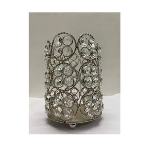 Crystal Embellished Metal Wire <b>Candle</b> Holder Silver Finish - Product Image 4