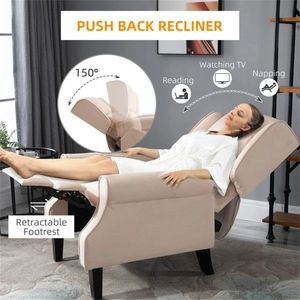 Cream White Wingback Single Sofa Recliner Chair with Vibration Massage Heat & Push Back Features - Product Image 4