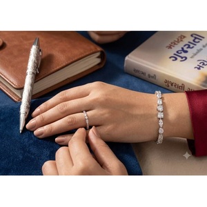 Premium Quality White D Color Lab Created Diamond Tennis Bracelet Mixed Shape 10K Gold 20g Unisex Available At Best Price - Product Image 1