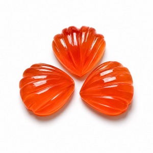 Coquille de cœur orange sculptée à la main, pierre précieuse naturelle, matériau pour la fabrication de bijoux - Product Image 5
