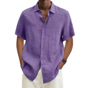 Camisas Casuales de Lino y Rayón con Cuentas para Hombre, Manga Corta, con Botones, para Playa, Verano, Boda - Product Image 6