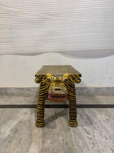 Table basse en bois sculptée à la main en forme de tigre, tabouret en forme d'animal, table tigre peinte à la main, table basse en bois artisanale en forme d'animal - Product Image 5