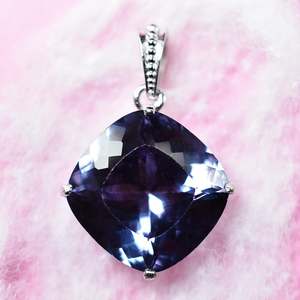 Pendentif Alexandrite à changement de couleur naturel, 44,85 carats, taille coussin carrée, pierre précieuse en argent sterling 925, certifié IGI, pour enfants - Product Image 1