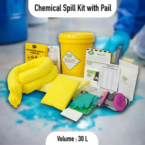 ชุดอุปกรณ์ดูดซับสารเคมีขนาด 30 ลิตร พร้อมถังเก็บแบบหนาพิเศษ สำหรับควบคุมการรั่วไหลของสารเคมี เพื่อความปลอดภัยในคลังสินค้าอุตสาหกรรม - Product Image 2