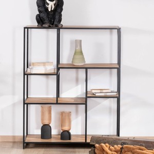 Estante cuadrado grande Vandana Royal Vision con un diseño moderno y elegante en madera de acacia y metal negro Urban Metal - Product Image 2