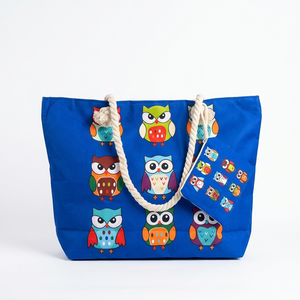 Designer Canvas Fabric Owl Evil Eye Tote <b>Bag</b> <b>Reusable</b> Shopping Carry <b>Bag</b> Custom Printed Wholesale Export Supply - Product Image 1