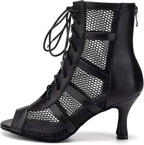 Baifa Danzo – Bottes de danse grises à paillettes pour femme, à lacets, bout ouvert, talon, chaussures de danse de salon et latine, tige synthétique, cuir de haute qualité - Product Image 3