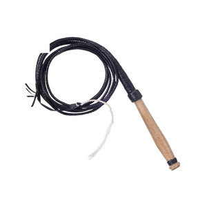 Fouet à poignée en cuir marron, fouet en cuir marron à design enroulé - Product Image 1