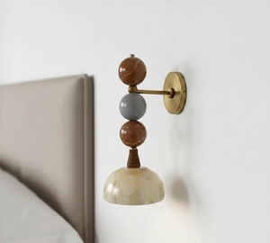 Handmade Marble Wall Sconce - Brass & Natural Stone Wall Light - Unique Artisan Lighting Ahmed Khalil - Product Image 5