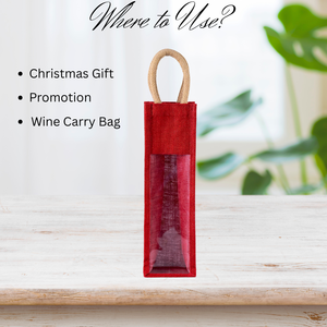 Bolsa de arpillera con impresión de logotipo personalizado para fiesta, bolsa de regalo de yute, bolsas de vino individuales promocional, bolsa de compras para botellas de vino - Product Image 5