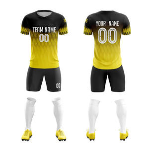 Conjunto de Camiseta de Fútbol Personalizada para Hombre, Negra y Blanca, Sublimada, Cuello en V, Manga Corta, Absorbe la Humedad, Ajuste Atlético, para Todas las Temporadas - Product Image 5