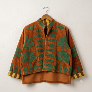 Factory Price Suzani Embroidery <b>Velvet</b> Short Jacket <b>Women</b> Button Winter <b>Coat</b> Bohemian Bomber Jacket Trendy Wholesale Top Product - Product Image 2