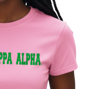 Camiseta Universitaria AKA para Mujer, Color Rosa, Manga Corta, Cuello Redondo, Algodón, Diseño Gráfico, Ropa para Eventos de Hermandad, Ropa Casual para el Campus - Product Image 6
