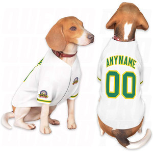 เสื้อสุนัขแบบกำหนดเอง เสื้อผ้าสัตว์เลี้ยงสำหรับกีฬาเบสบอล ผ้าฝ้ายผสมโพลีเอสเตอร์ รับผลิตเสื้อสุนัขแบบ OEM พร้อมปักชื่อ เบอร์ และโลโก้ - Product Image 1