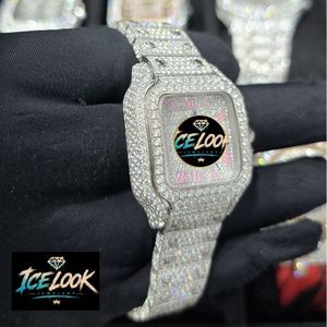 ICELOOK นาฬิกาข้อมือเพชรทรงสี่เหลี่ยมหรูหรา สแตนเลสสตีล อะนาล็อก ควอตซ์ สำหรับทุกเพศ หน้าปัด 30 มม. สาย 20 มม. ตัวล็อคแบบผีเสื้อ - Product Image 2