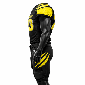 Conjunto de Uniforme de Fútbol Americano Personalizado para Hombre, Jersey y Pantalones Negros y Amarillos, Transpirable, de Poliéster, para Verano, con Impresión del Nombre del Equipo, para Entrenamiento - Product Image 5