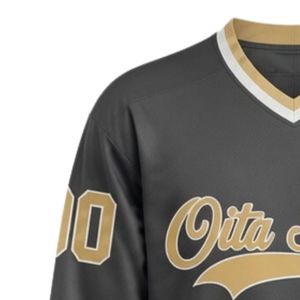 Men Charcoal Gray Sublimated <b>Ice</b> Hockey V Neck Striped Jersey Polyester Sports Shirt Team Wear Match Training Athletic Apparel - Product Image 6