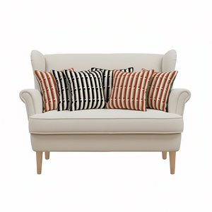 Juego de 6 Fundas de Almohada SOGA de 45 cm, Color Naranja Óxido y Blanco Roto con Rayas, 3 Rayas Decorativas en Blanco y Negro - Product Image 1