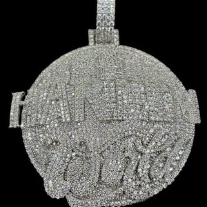 Colgante Islámico de Moissanita Iced Out con Rostro, Plata 925, Micro Pavé, Corte Brillante Redondo, Amuletos Religiosos, Joyería Musulmana para Oración - Product Image 2
