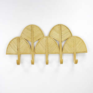 Ganchos de pared de ratán más vendidos Organización del hogar Panel de gancho hecho a mano natural para abrigos y colgar llaves - Product Image 3