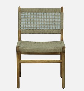 Chaise de salle à manger moderne en teck massif avec assise et dossier en corde de jute, design scandinave, mobilier de bar portable pour la maison - Product Image 2