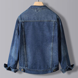 Men's Denim <b>Jacket</b> Casual Turn-down Collar Washed Solid Color Single Breasted Regular Fit Autumn Style - Product Image 3