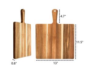 Planche à découper en bois d'acacia de qualité supérieure, épaisse, durable, compatible avec les couteaux, finition lisse, avec poignée, design rayé élégant pour la découpe - Product Image 2
