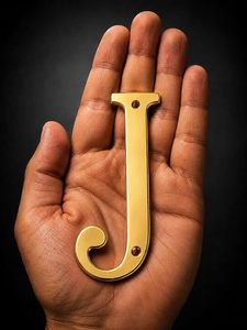 Letra Metálica J con Tornillos, Letra del Alfabeto para Placa de Nombre de Casa, Puerta Principal, Oficina, Hotel, Letrero de Tienda, Resistente al Óxido, Acabado Dorado - Product Image 3