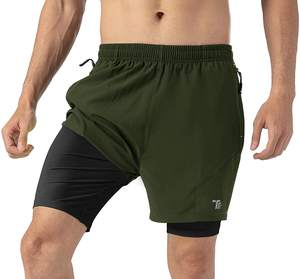 High Quality Custom Sporty Unisex Gym Shorts Double <b>Layer</b> Breathable Quick Dry Stretch Summer Sports Training Pattern Elastic - Product Image 5