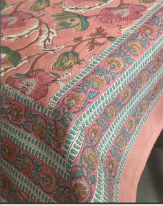 Cotton Modern Pink Solid Handmade Hand Block Table Cover Botanical Design for Home Hotel Use-Pure Prints Rajasthan - Product Image 6
