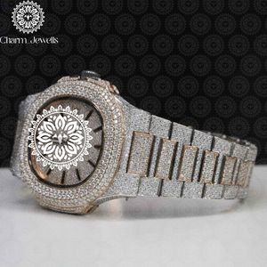 Reloj de Lujo para Hombre Charm_Jewells, Caja Tonneau de Acero Inoxidable de 42 mm, Cuarzo Analógico, Esfera con Incrustaciones de Diamantes, Cristal de Zafiro - Product Image 4