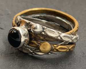 Vintage <b>Garnet</b> Sterling <b>Silver</b> Yellow Metal <b>Ring</b> Handmade Red Gemstone Jewelry Elegant Fashion <b>Ring</b> Women - Product Image 3