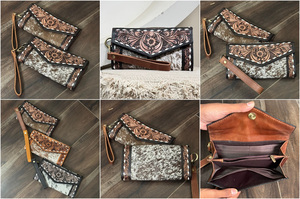 กระเป๋าสตางค์แบบยาวสำหรับผู้หญิงกระเป๋าคลัทช์ RFID สายหนังวัวแท้สำหรับใส่บัตรเครดิตงานตามสั่ง - Product Image 3