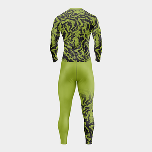 Ensemble de sport 2 pièces pour homme, personnalisé en gros, avec Rashguard à manches longues et collants imprimés, pour la course et la gym, OEM - Product Image 2