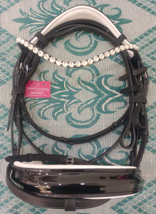 <b>Top</b> Quality Horse Leather Bridle with <b>Rose</b> Gold Fitting and Soft Padded Nose Band and Head Piece - Product Image 3