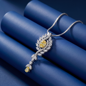 Collier pendentif floral en diamant jaune cultivé en laboratoire, coupe marquise, poire, ovale, bijoux fins élégants et luxueux, cadeau pour femme - Product Image 4