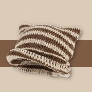 Gorros holgados de Navidad para mujer, rojos y verdes, de ganchillo, acrílico y algodón, con orejas de demonio, diablo, gato, zorro, tejidos a rayas - Product Image 2