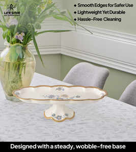 Plateau de service moderne en porcelaine fine avec bordure dorée, support pour assiettes à dessert, couleur blanche, pour fêtes, plateau décoratif - Product Image 5