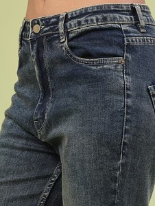 Women's <b>Boot</b> Cut Denim Jeans-Eco-Friendly Color Fade Proof Mid Waist Regular Fit Vintage Style Ripped Decorations Cute Sexy - Product Image 6