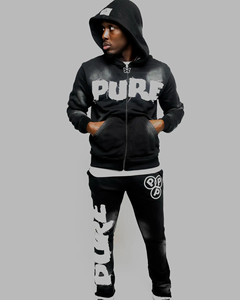 Conjunto de Sudadera con Capucha y Pantalones Acampanados con Estampado Desgastado Personalizado, Chándal Oversize de Algodón con Lavado Ácido para Hombre, Ropa Urbana de Invierno - Product Image 4