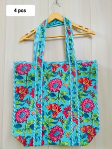 Magnifique sac fourre-tout réversible haut de gamme, imprimé Ikat indien populaire, en coton et velours matelassé, sac de marché hippie - Product Image 5