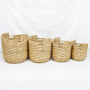 High-Quality Water Hyacinth Round <b>Woven</b> <b>Baskets</b>, Durable & Foldable Storage Organizer for Home & Laundry - Product Image 2