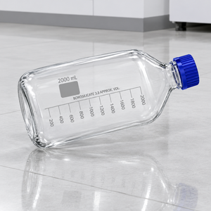 Botella de Reactivo de Vidrio Transparente con Tapa de Rosca Azul, Botella de Almacenamiento de Medios de Laboratorio Graduada, de 2L a 20L - Product Image 4