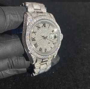 Montre automatique de luxe en acier inoxydable de haute qualité, style hip-hop, avec cadran à aiguilles, diamant moissanite et verre saphir - Product Image 1