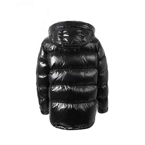 Veste matelassée à capuche noire brillante pour homme, manteau d'hiver épais à fermeture éclair, doudoune chaude et imperméable - Product Image 3