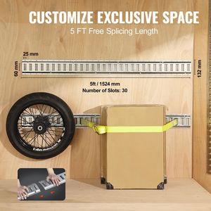 Set di 24 Pezzi 5 E-Tracks Versati Rail Kit con 8 Binari in Acciaio, 8 Ancoraggi a O-Ring, 8 Anelli a D per Fissaggio - Product Image 3