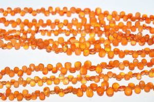 A la venta, cuentas facetadas en forma de pera de cornalina, corte lateral Briolette, venta al por mayor, cuentas de piedra, pera Briolette de cornalina - Product Image 4