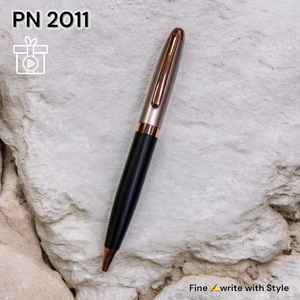 Stylo bille élégant et raffiné avec logo personnalisé, noir, idéal pour le bureau, les étudiants et les affaires, fin, en métal, à mécanisme rotatif - Product Image 2